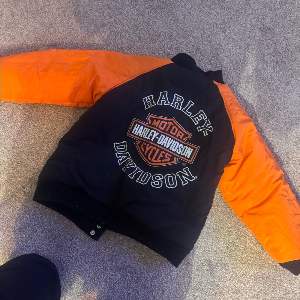 Harley-Davidson Black and Orange Bomber Jacket